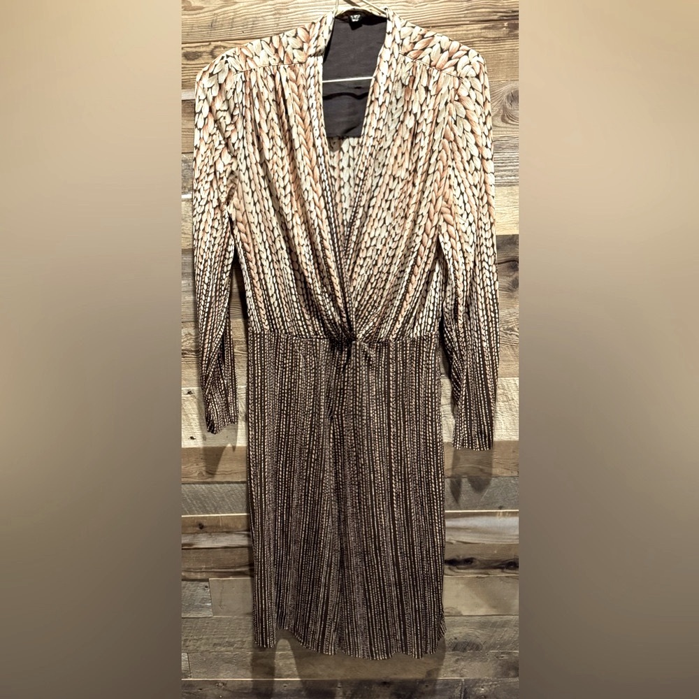 Vintage Made in Italy 70s Elle midi wrap dress boho print flowy retro glam M/L